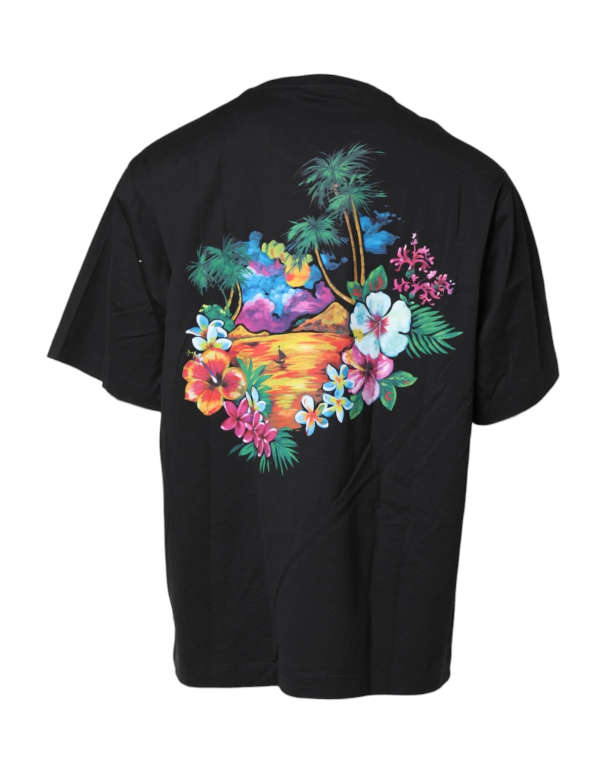 Dolce & Gabbana Black DG Floral Print Crew Neck T-shirt - IT58 | 3XL - T-Shirts