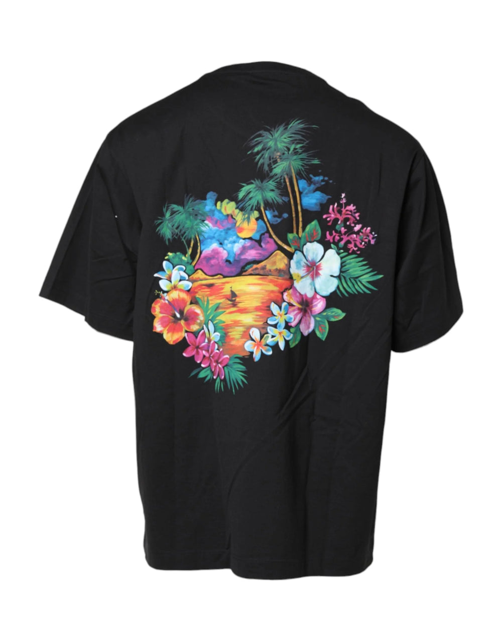 Dolce & Gabbana Black DG Floral Print Crew Neck T-shirt - IT58 | 3XL - T-Shirts