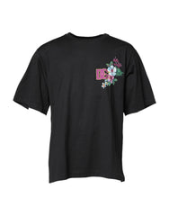 Dolce & Gabbana Black DG Floral Print Crew Neck T-shirt - IT58 | 3XL - T-Shirts
