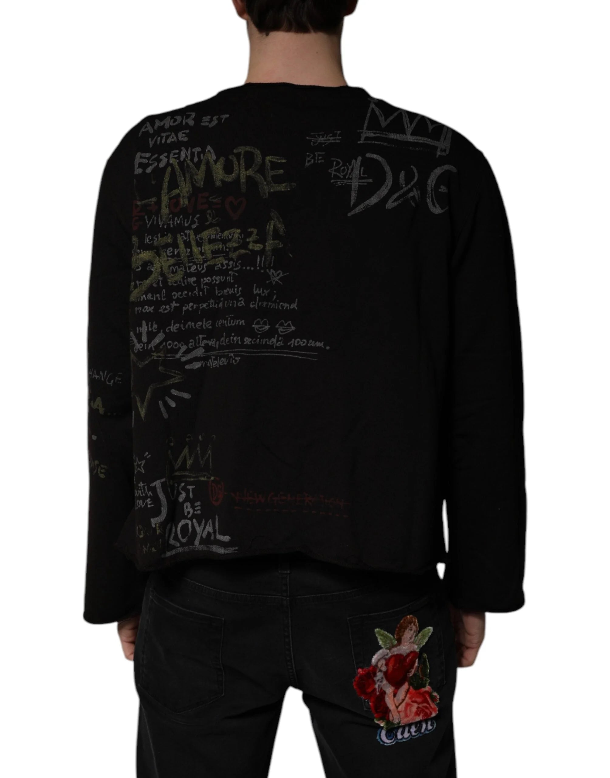 Dolce & Gabbana Black DG Heaven Crew Neck Pullover Sweater - IT54 | XL - Sweaters