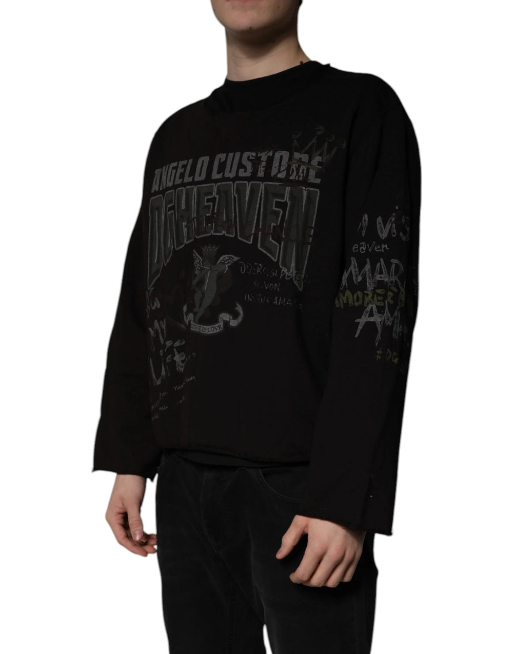 Dolce & Gabbana Black DG Heaven Crew Neck Pullover Sweater - IT54 | XL - Sweaters