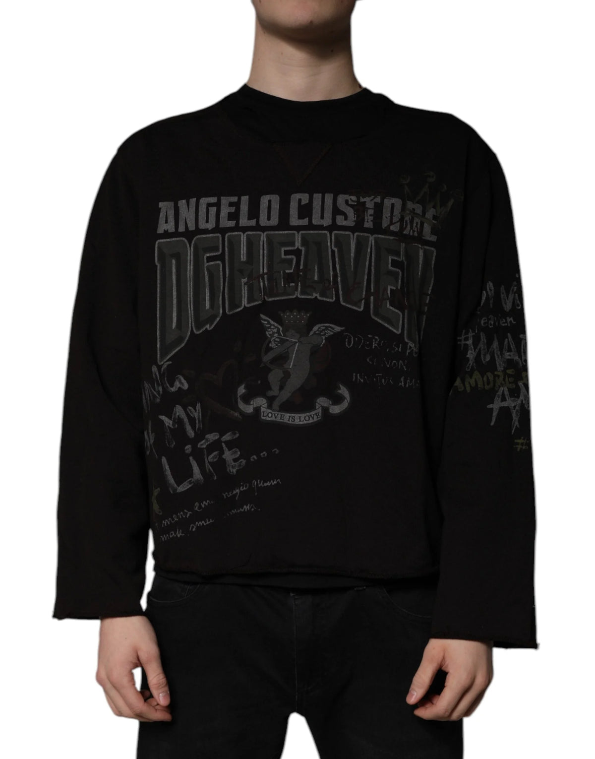 Dolce & Gabbana Black DG Heaven Crew Neck Pullover Sweater - IT54 | XL - Sweaters
