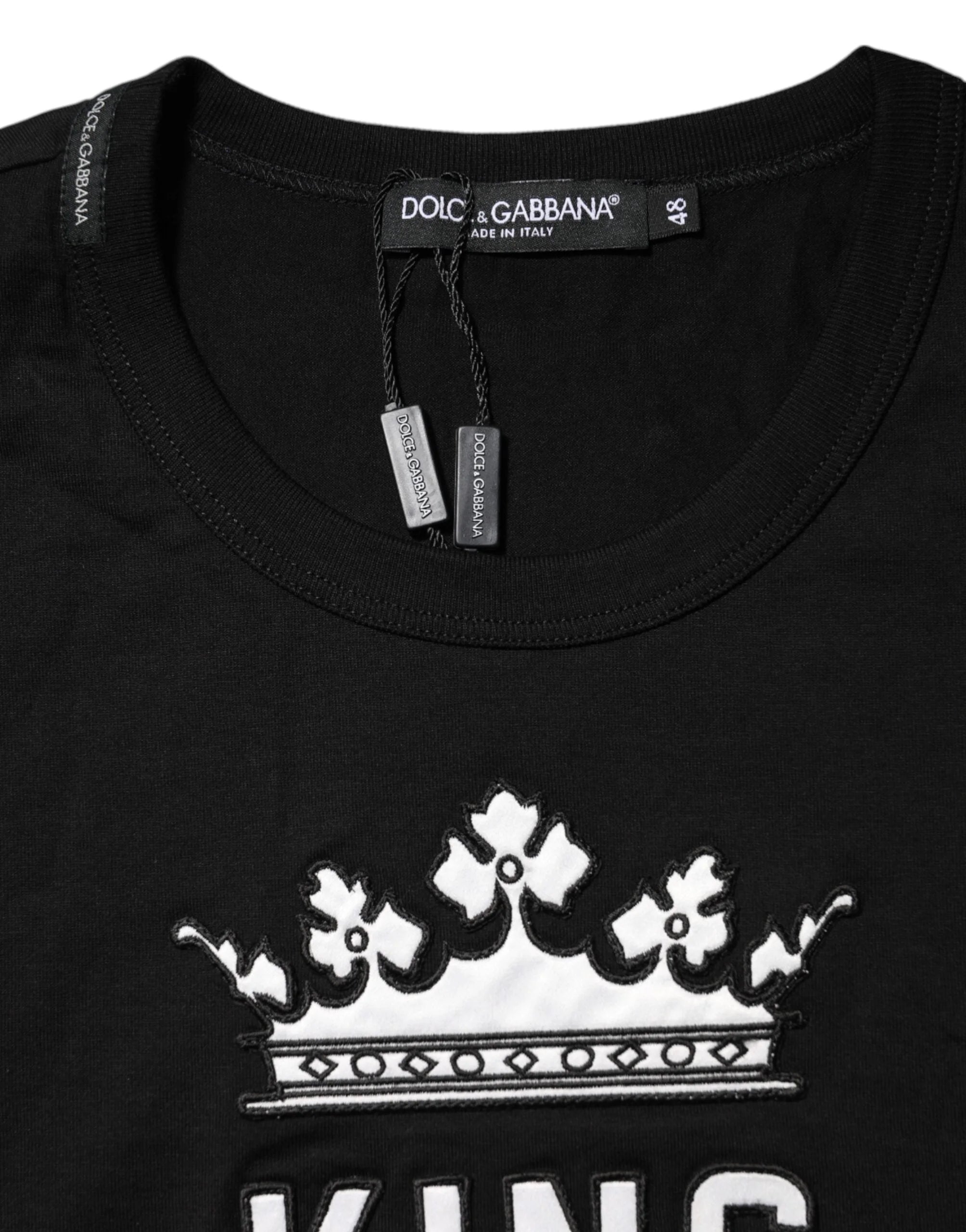 Dolce & Gabbana Black DG King Crown Cotton Crew Neck T-shirt - T-Shirts