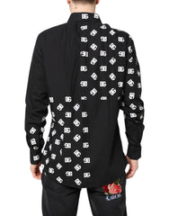 Dolce & Gabbana Black DG Logo Cotton MARTINI Dress Shirt - IT44 | 3XL - Shirts