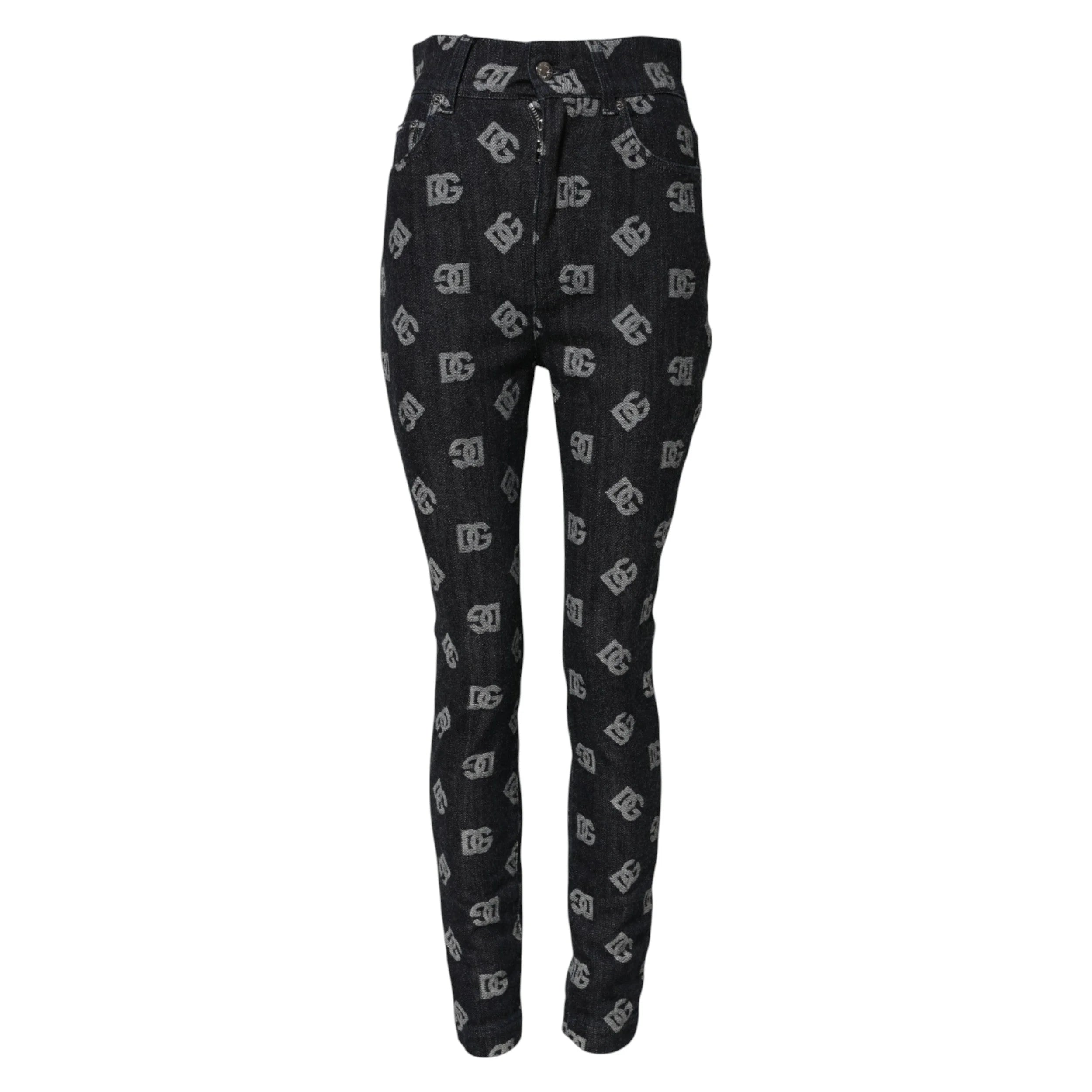 Dolce & Gabbana Black DG Logo High Waist Skinny Denim Jeans - IT40|S - Jeans