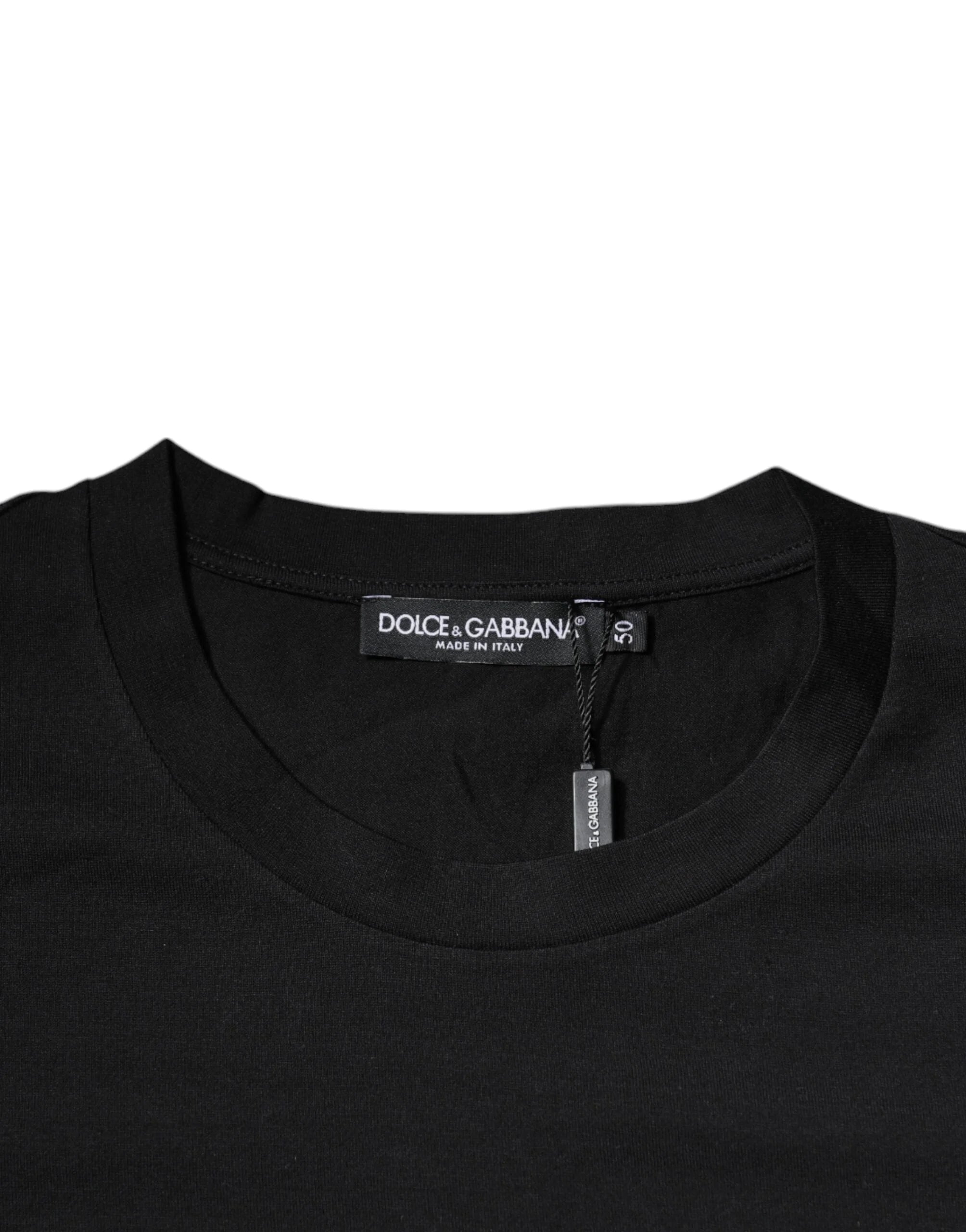 Dolce & Gabbana Black DG Logo Print Cotton Crew Neck T-shirt - IT50 | L - T-Shirts
