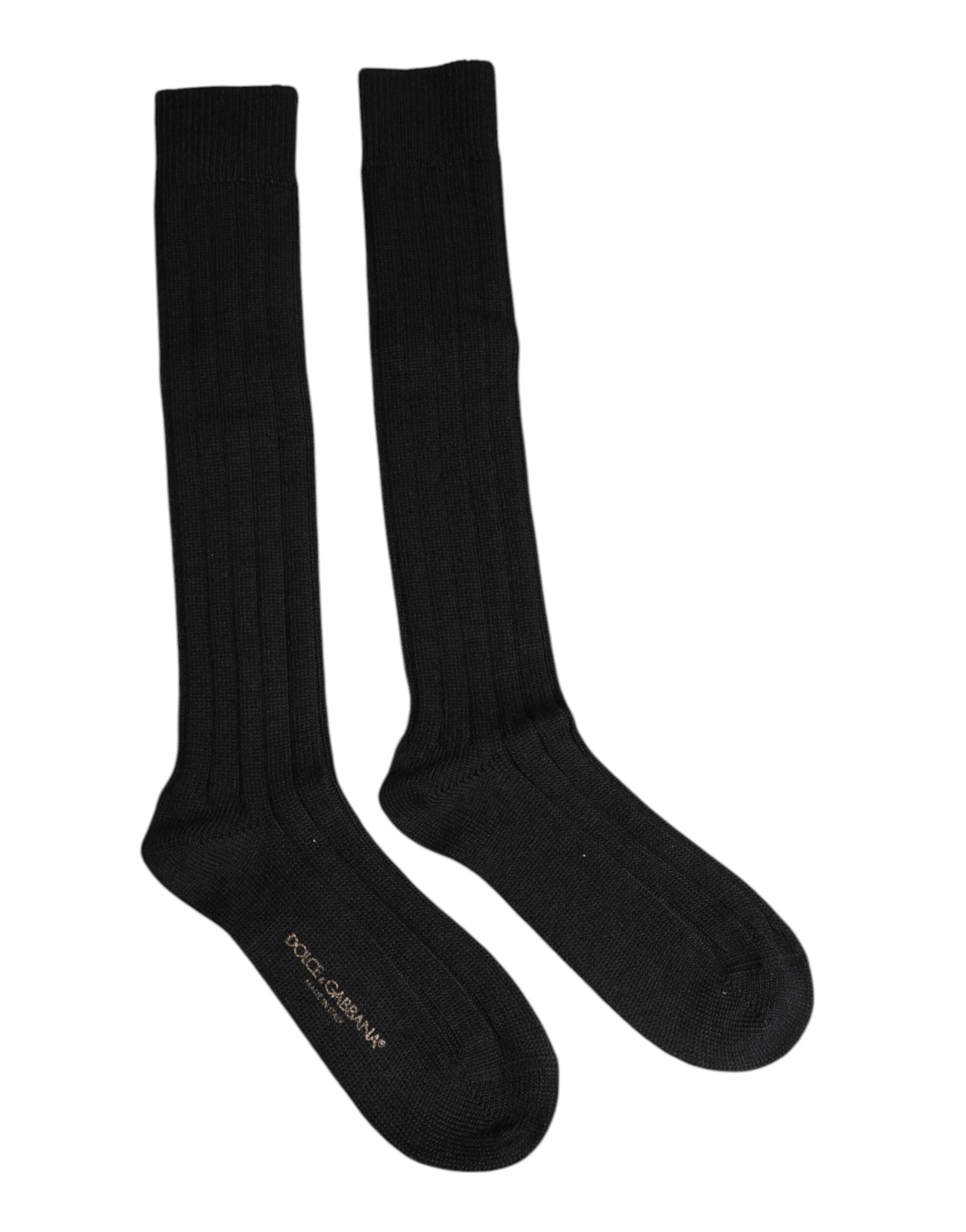 Dolce & Gabbana Black DG Logo Print Over The Calf Socks - M - Crew Socks