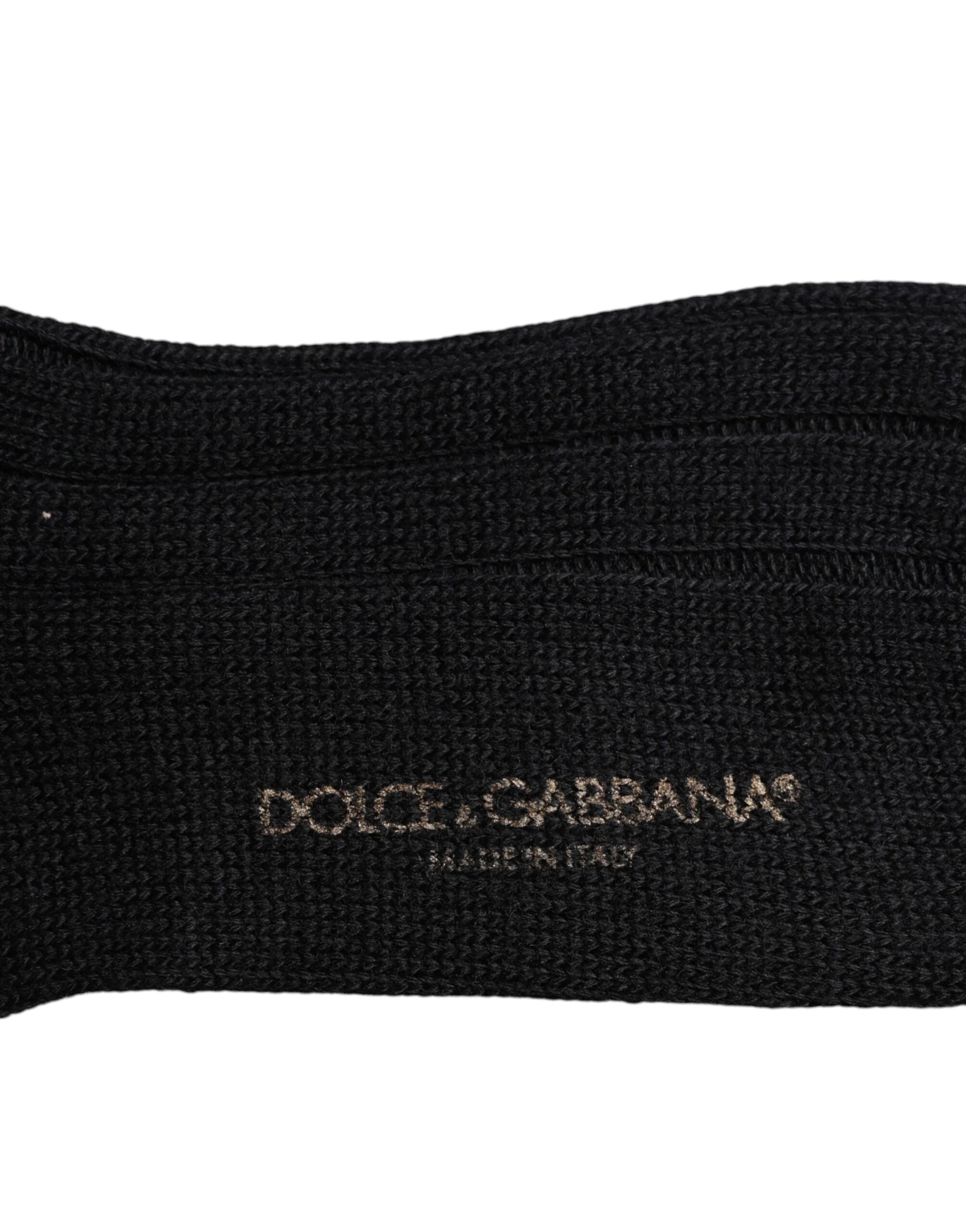 Dolce & Gabbana Black DG Logo Print Over The Calf Socks - M - Crew Socks