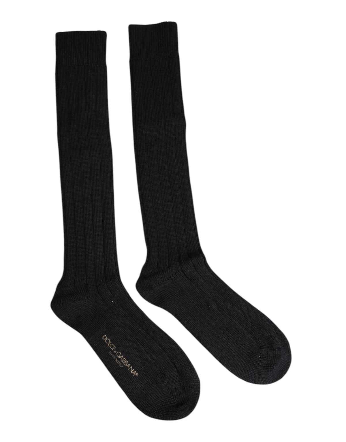 Dolce & Gabbana Black DG Logo Print Over The Calf Socks - M - Crew Socks