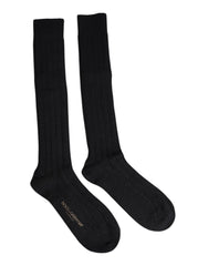 Dolce & Gabbana Black DG Logo Print Over The Calf Socks - M - Crew Socks