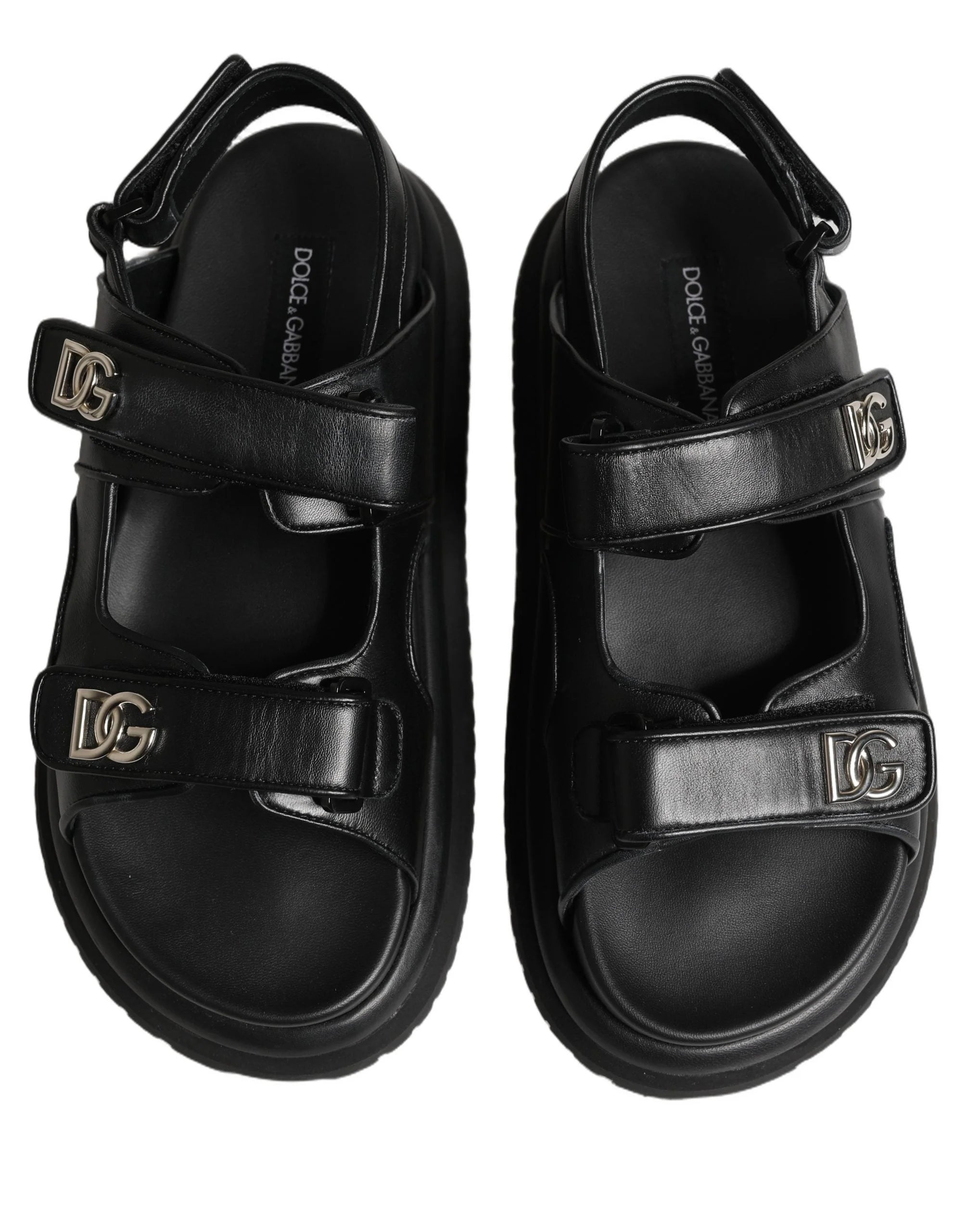 Dolce & Gabbana Black DG Logo Sandals Flats Slippers Shoes - EU43/US10