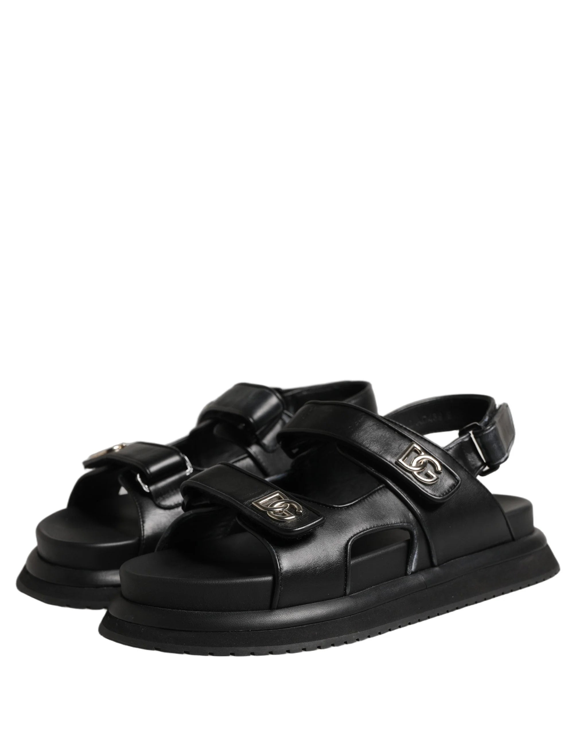 Dolce & Gabbana Black DG Logo Sandals Flats Slippers Shoes - EU43/US10