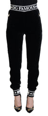 Dolce & Gabbana Black DG Logo Velvet Trouser Pants - Trousers