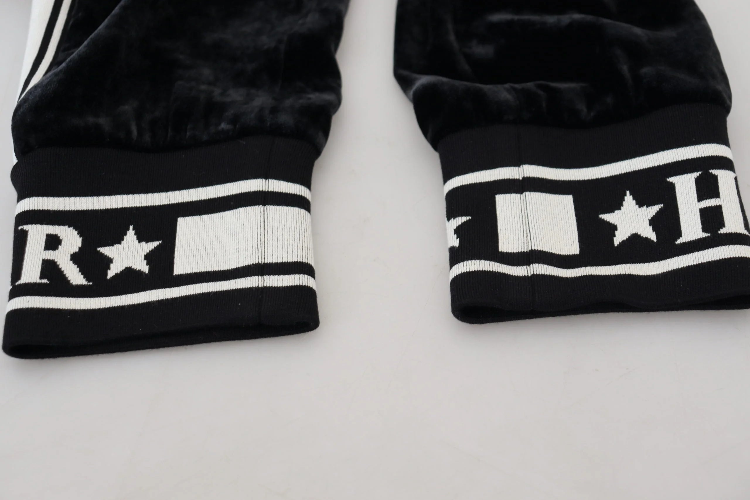 Dolce & Gabbana Black DG Logo Velvet Trouser Pants - Trousers