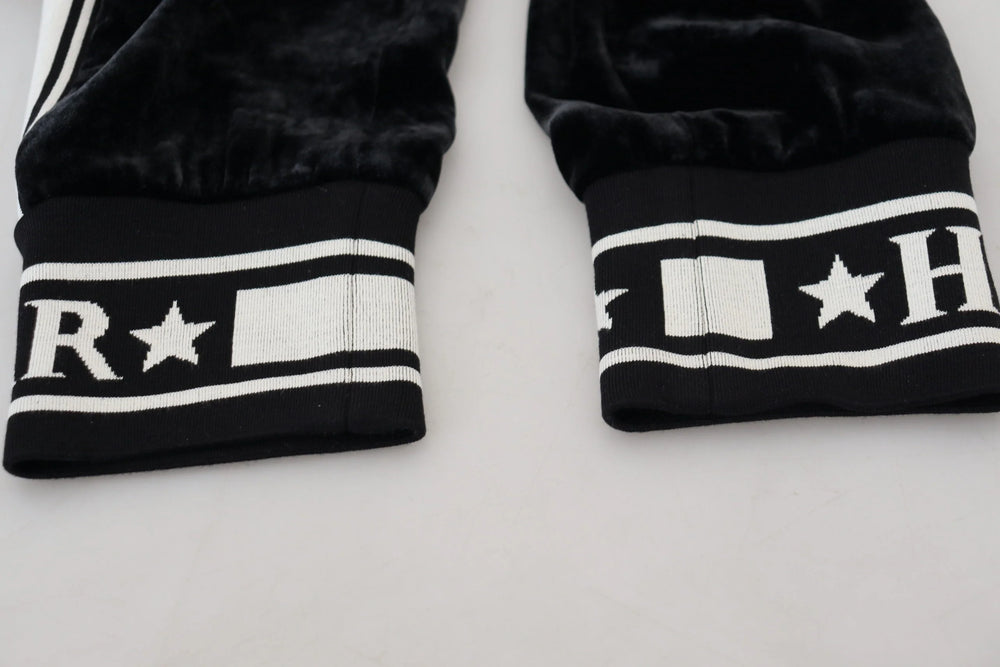 Dolce & Gabbana Black DG Logo Velvet Trouser Pants - Trousers