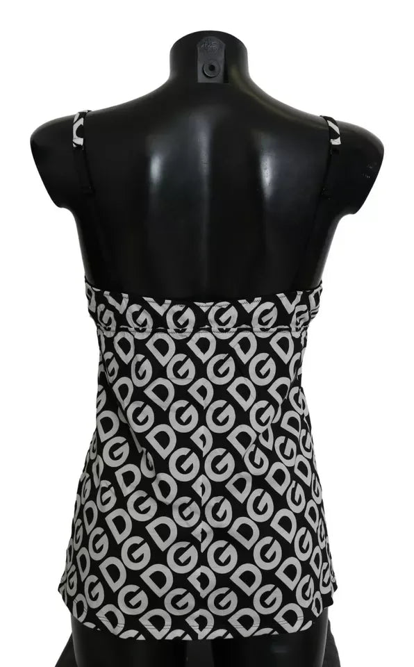 Dolce & Gabbana Black DG Mania Print Sleeveless Swimwear - IT1 | XS - Cover Ups