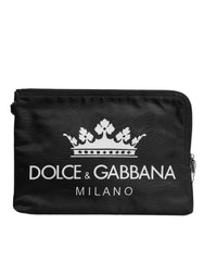 Dolce & Gabbana Black DG Milano Print Nylon Pouch Clutch Bag - Clutch Bags