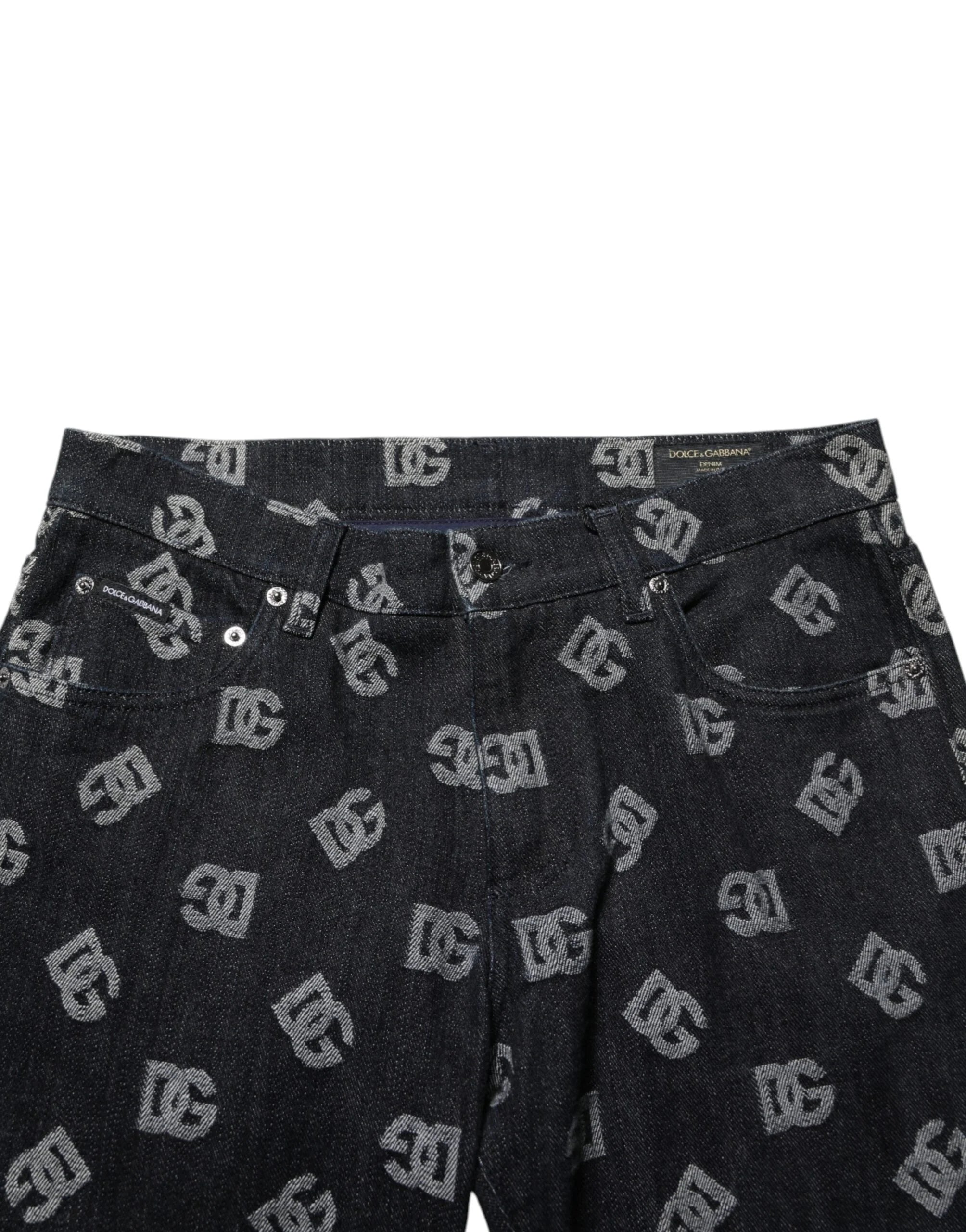 Dolce & Gabbana Black DG Monogram Cotton Skinny Denim Jeans - IT48 | M - Jeans