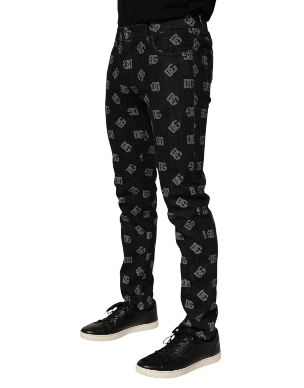 Dolce & Gabbana Black DG Monogram Cotton Skinny Denim Jeans - IT48 | M - Jeans