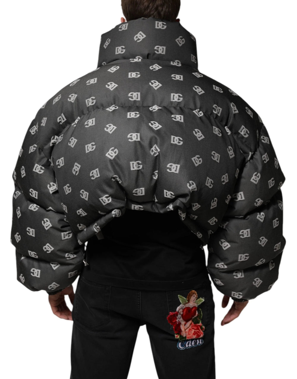 Dolce & Gabbana Black DG Monogram Full Zip Puffer Men Jacket - IT50 | L - Puffer Jackets