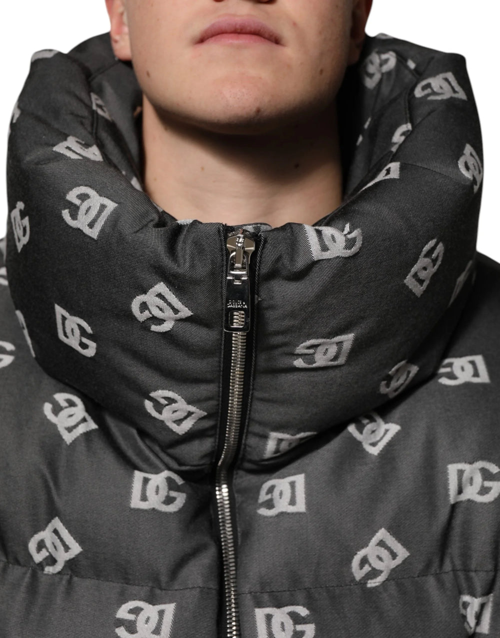 Dolce & Gabbana Black DG Monogram Full Zip Puffer Men Jacket - IT50 | L