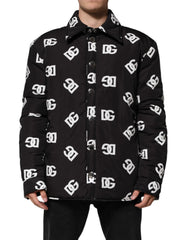 Dolce & Gabbana Black DG Monogram Nylon Windbreaker Jacket - Material: 100% Nylon / IT54 | XL - Windbreakers