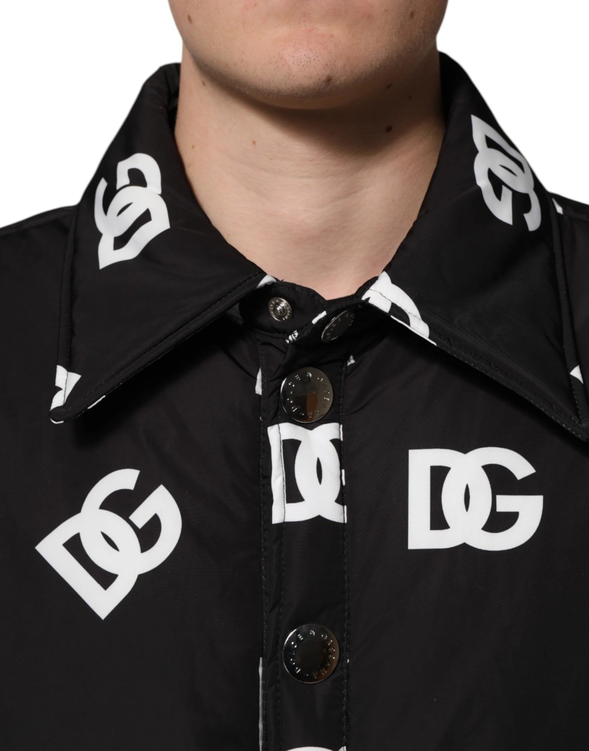 Dolce & Gabbana Black DG Monogram Nylon Windbreaker Jacket - Material: 100% Nylon / IT54 | XL - Windbreakers