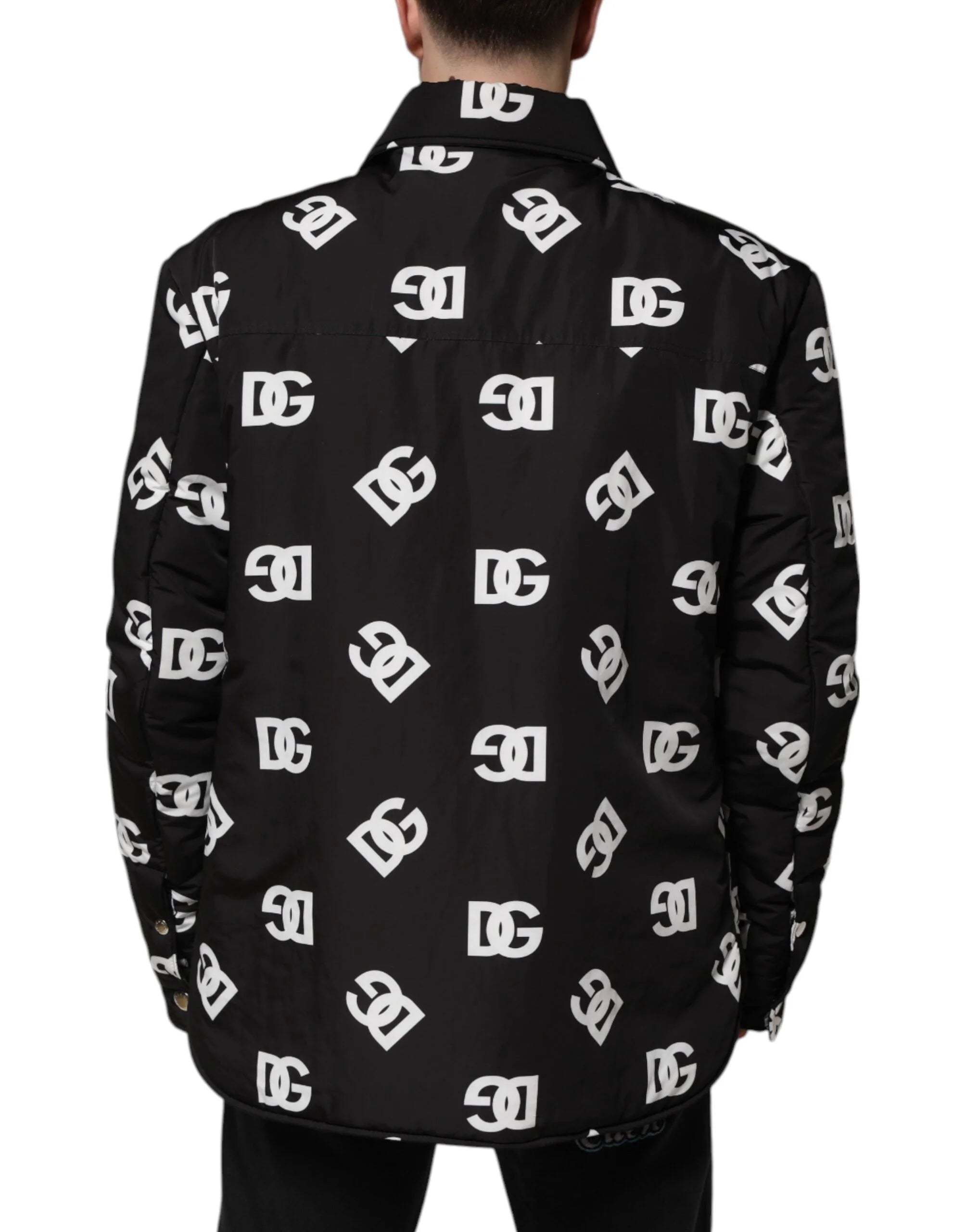 Dolce & Gabbana Black DG Monogram Nylon Windbreaker Jacket - Material: 100% Nylon / IT54 | XL - Windbreakers
