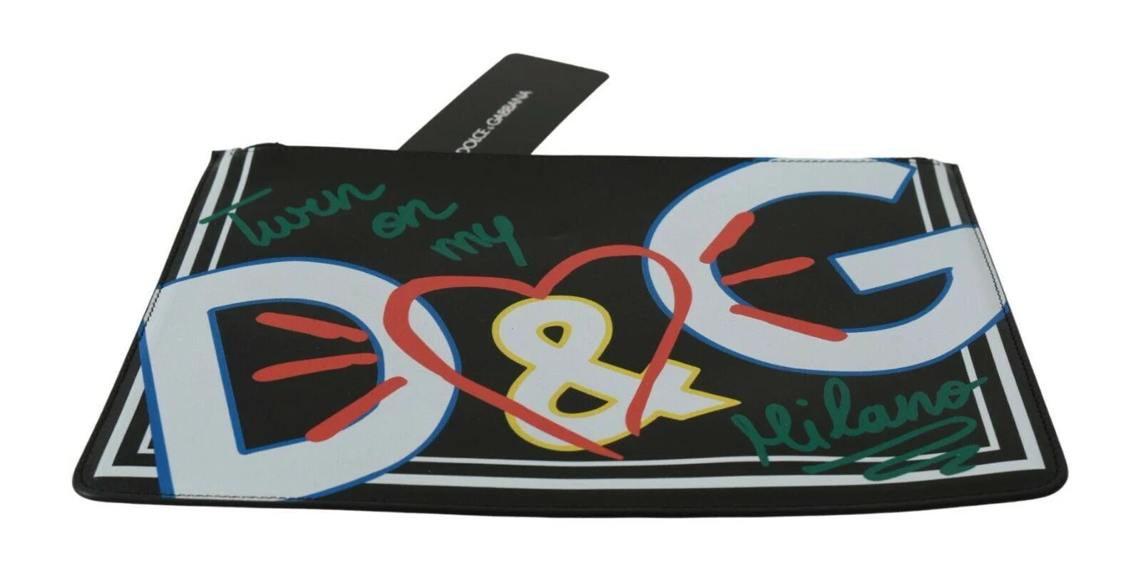 Dolce & Gabbana Black DG Print Mens Zipper Coin Purse Leather Wallet - Wallets