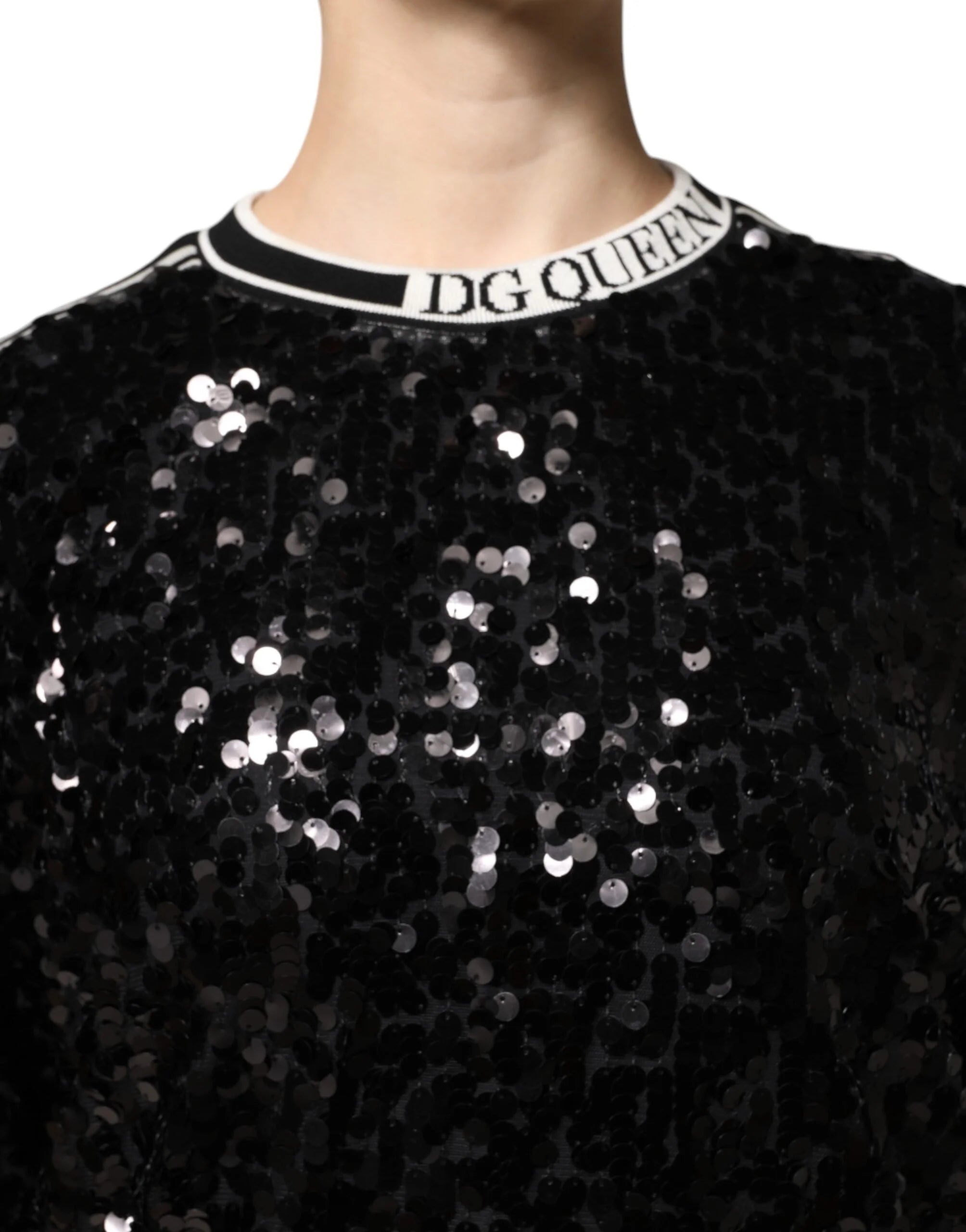 Dolce & Gabbana Black DG Queen Sequin Pullover Sweater - Sweaters