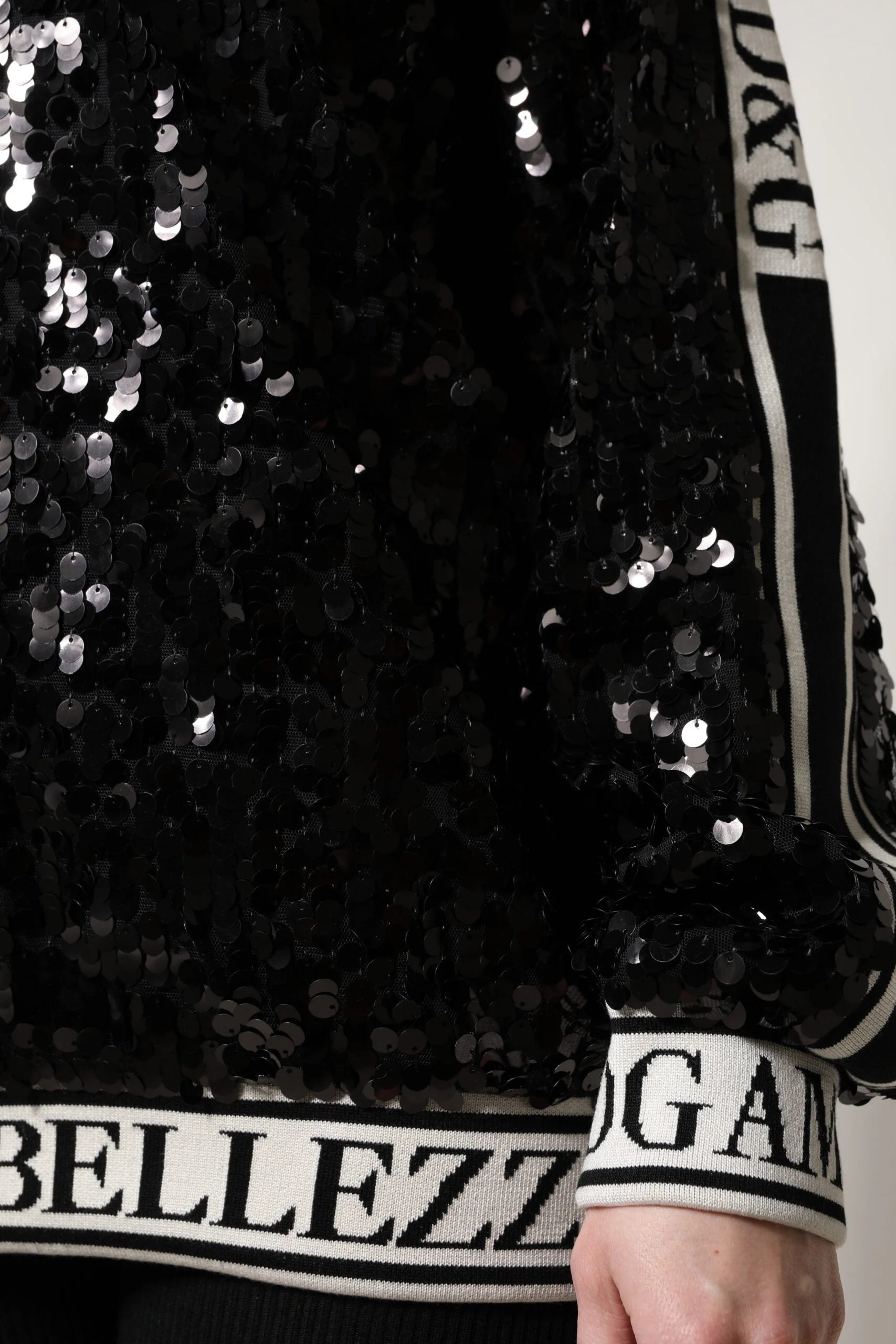 Dolce & Gabbana Black DG Queen Sequin Pullover Sweater - Sweaters