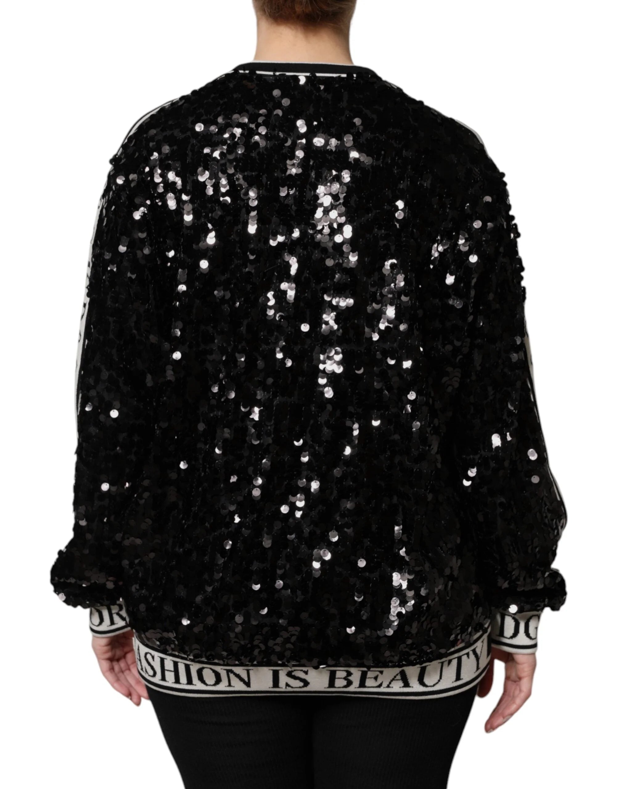 Dolce & Gabbana Black DG Queen Sequin Pullover Sweater - Sweaters