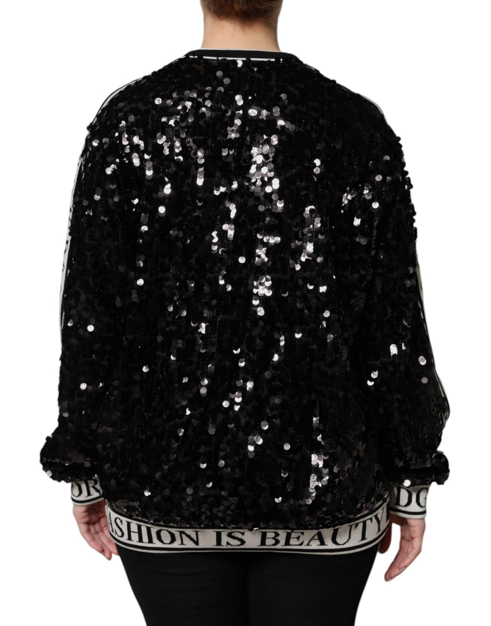 Dolce & Gabbana Black DG Queen Sequin Pullover Sweater - Sweaters