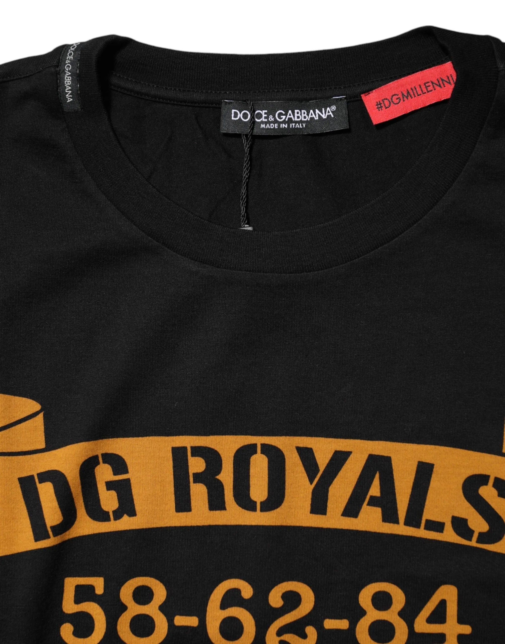 Dolce & Gabbana Black DG Royals Cotton Crew Neck T-shirt - T-Shirts