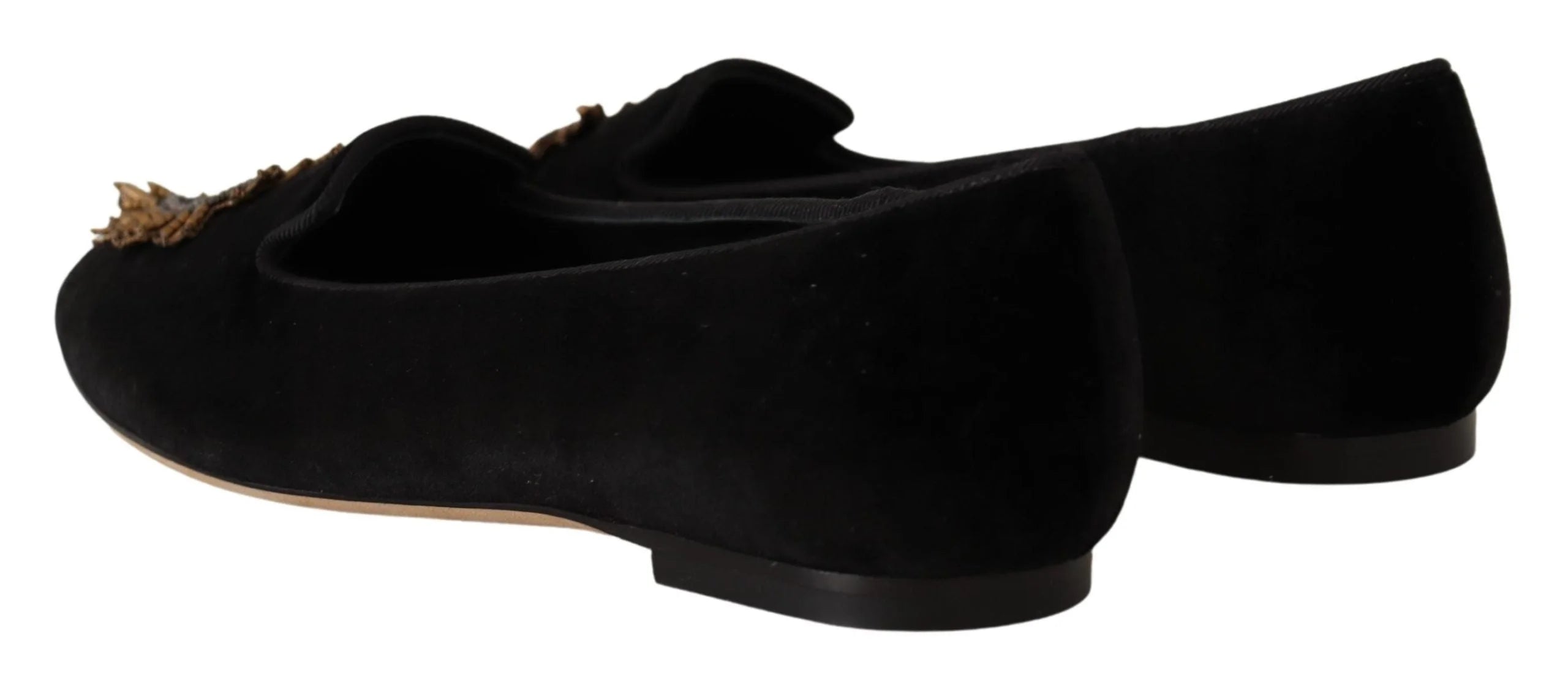 Dolce & Gabbana Black DG Sacred Heart Patch Slip On Flat Shoes - EU35/US4.5 - Flats