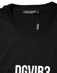 Dolce & Gabbana Black DG Vib3 Print Cotton Crew Neck T-shirt - IT44 | XS - T-Shirts