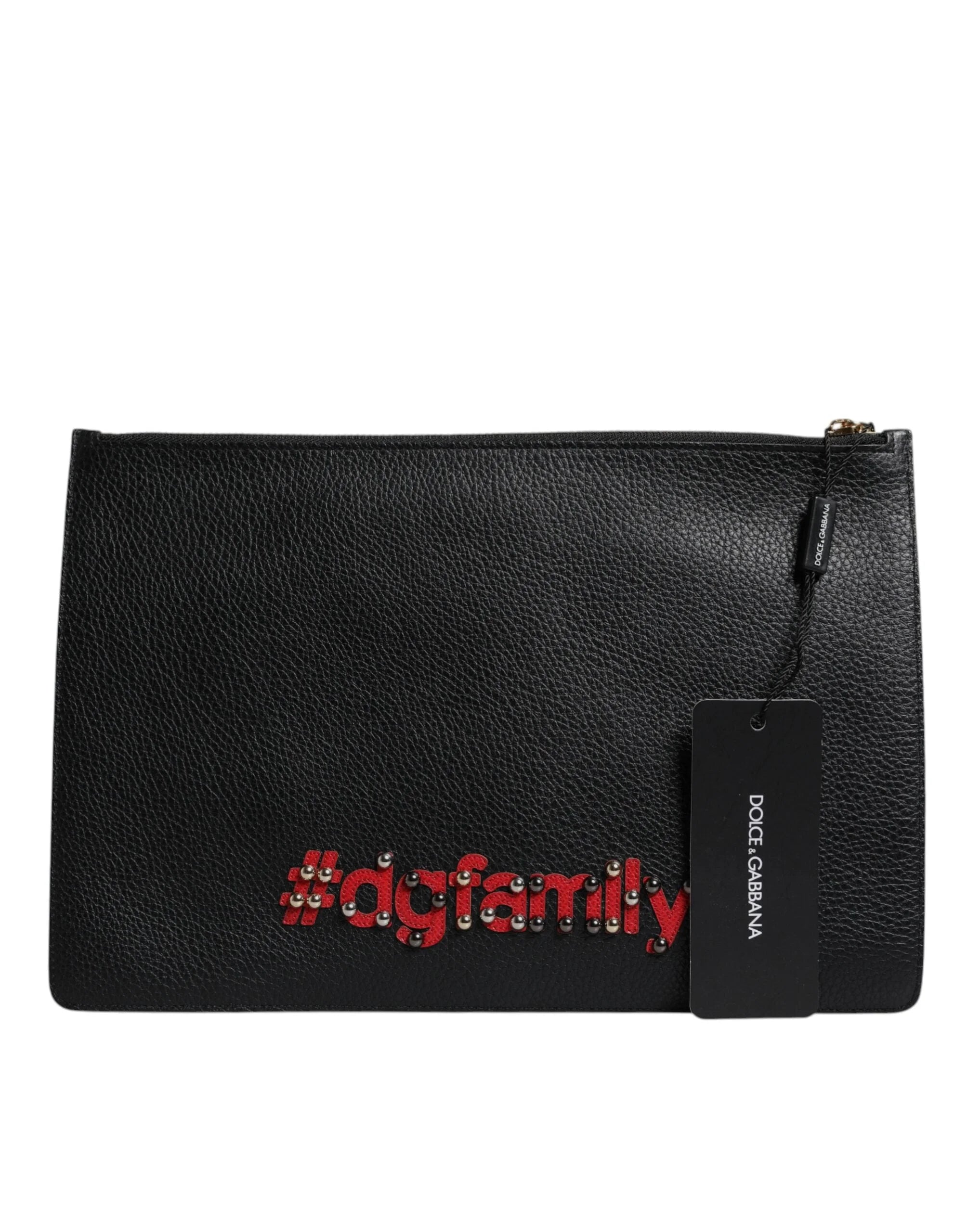 Dolce & Gabbana Black #DGFamily Embellished Leather Clutch Bag - Clutch Bags