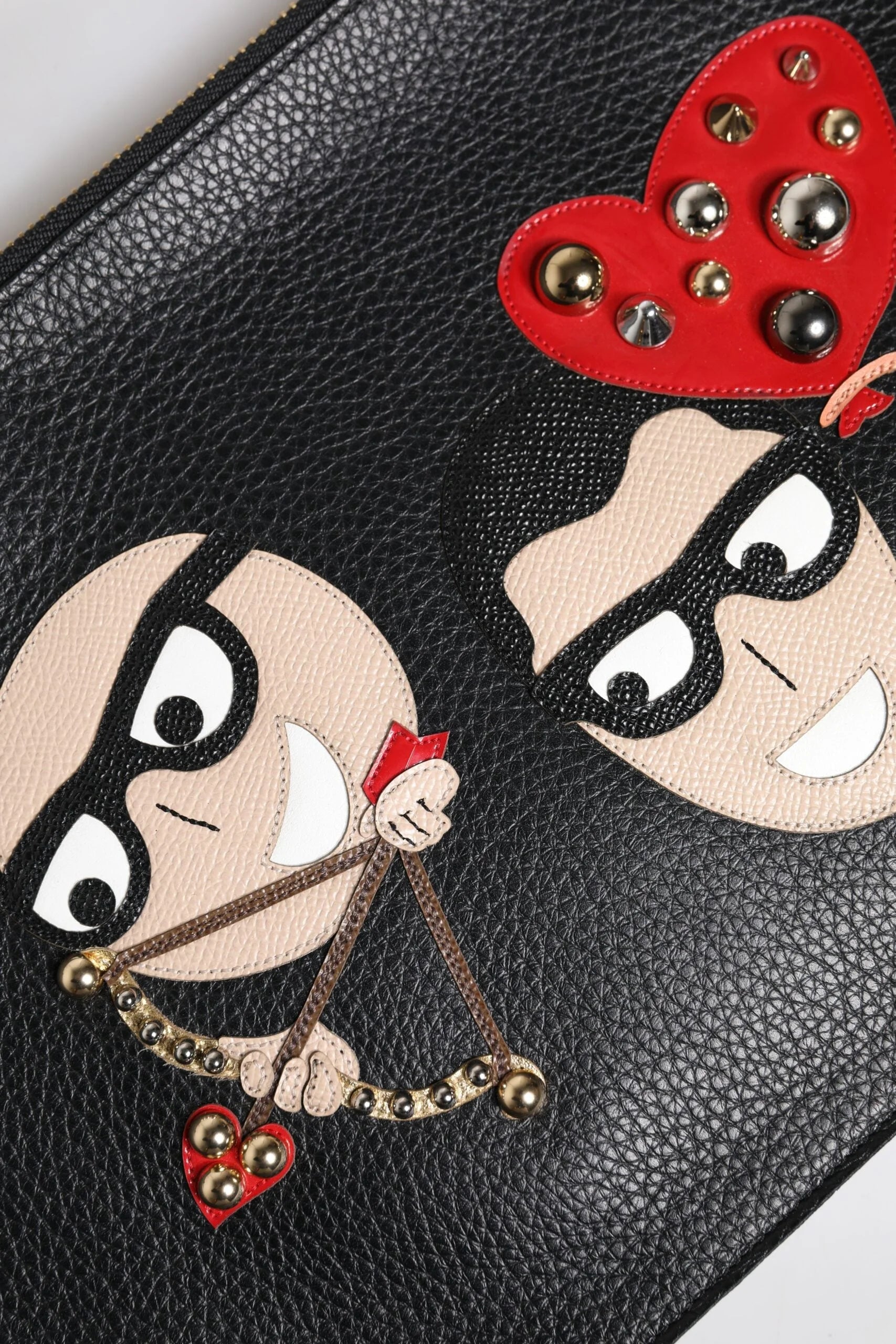Dolce & Gabbana Black #DGFamily Embellished Leather Clutch Bag - Clutch Bags
