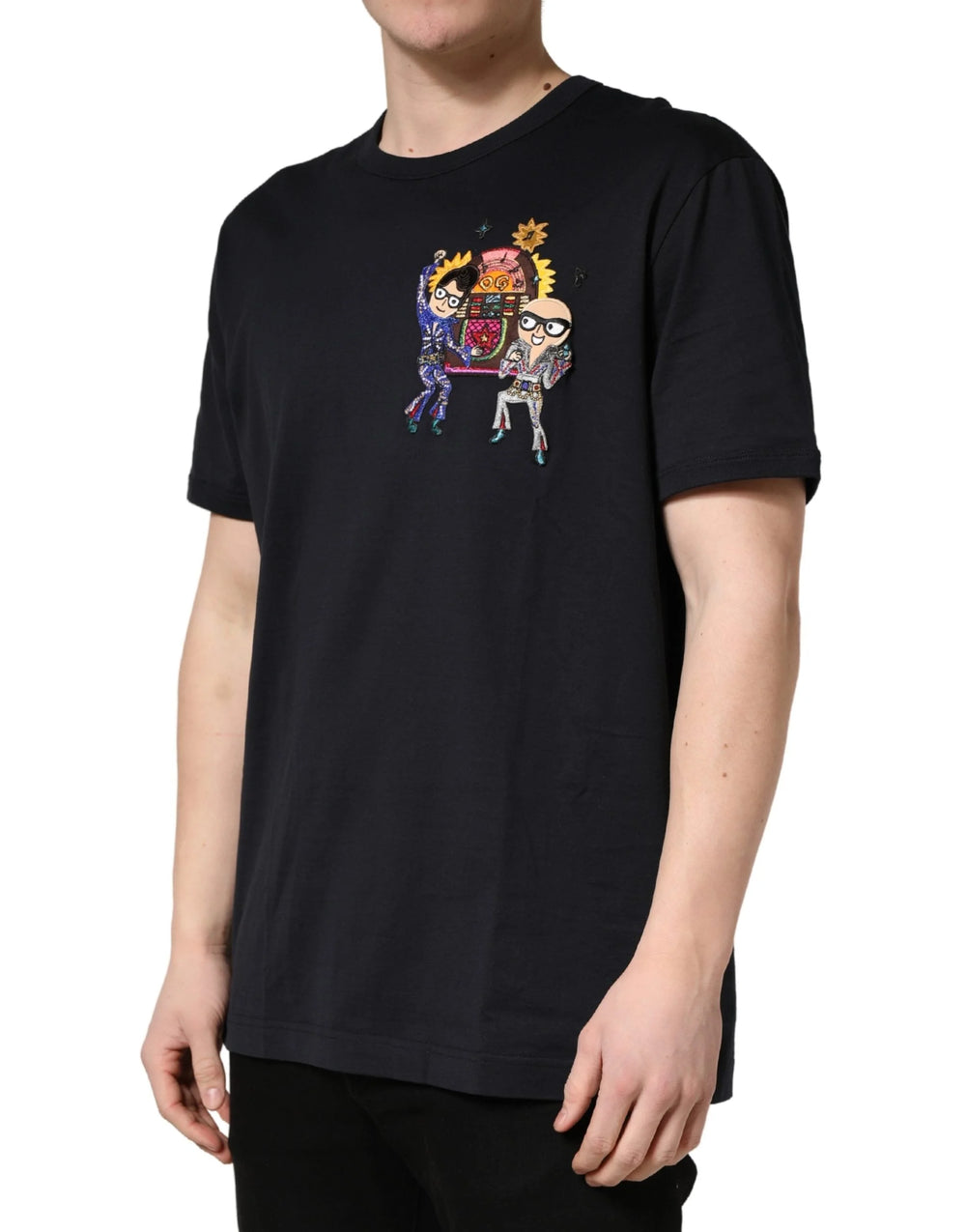 Dolce & Gabbana Black #DGFAMILY Patch Men Crew Neck T-shirt