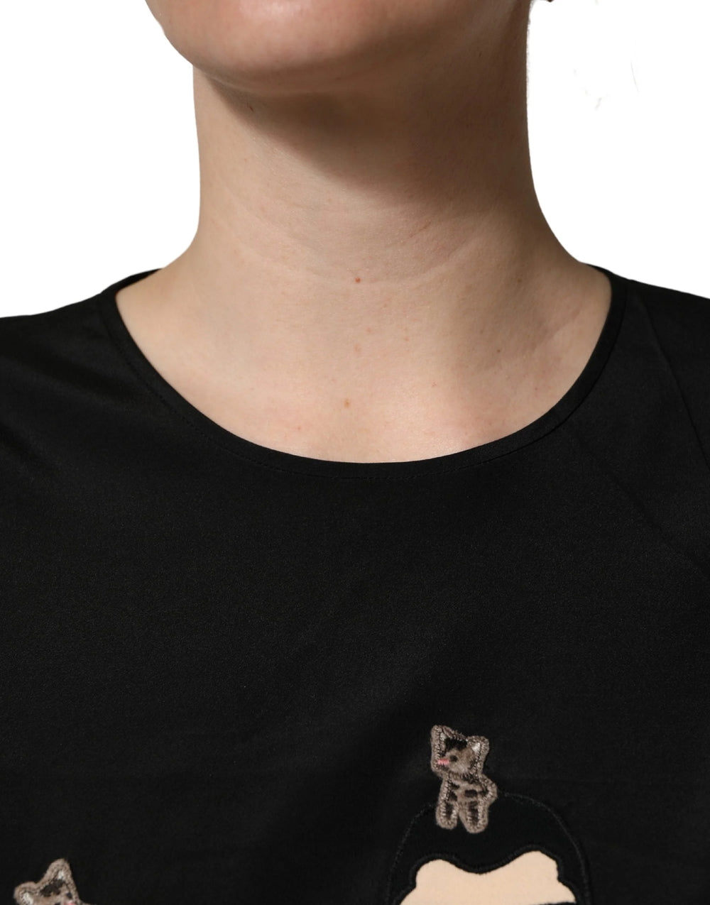 Dolce & Gabbana Black #dgfamily Silk Blouse Top - IT46|XL
