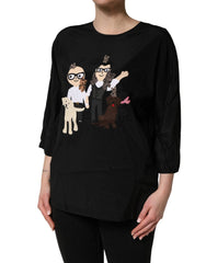 Dolce & Gabbana Black #dgfamily Silk Blouse Top - IT46|XL