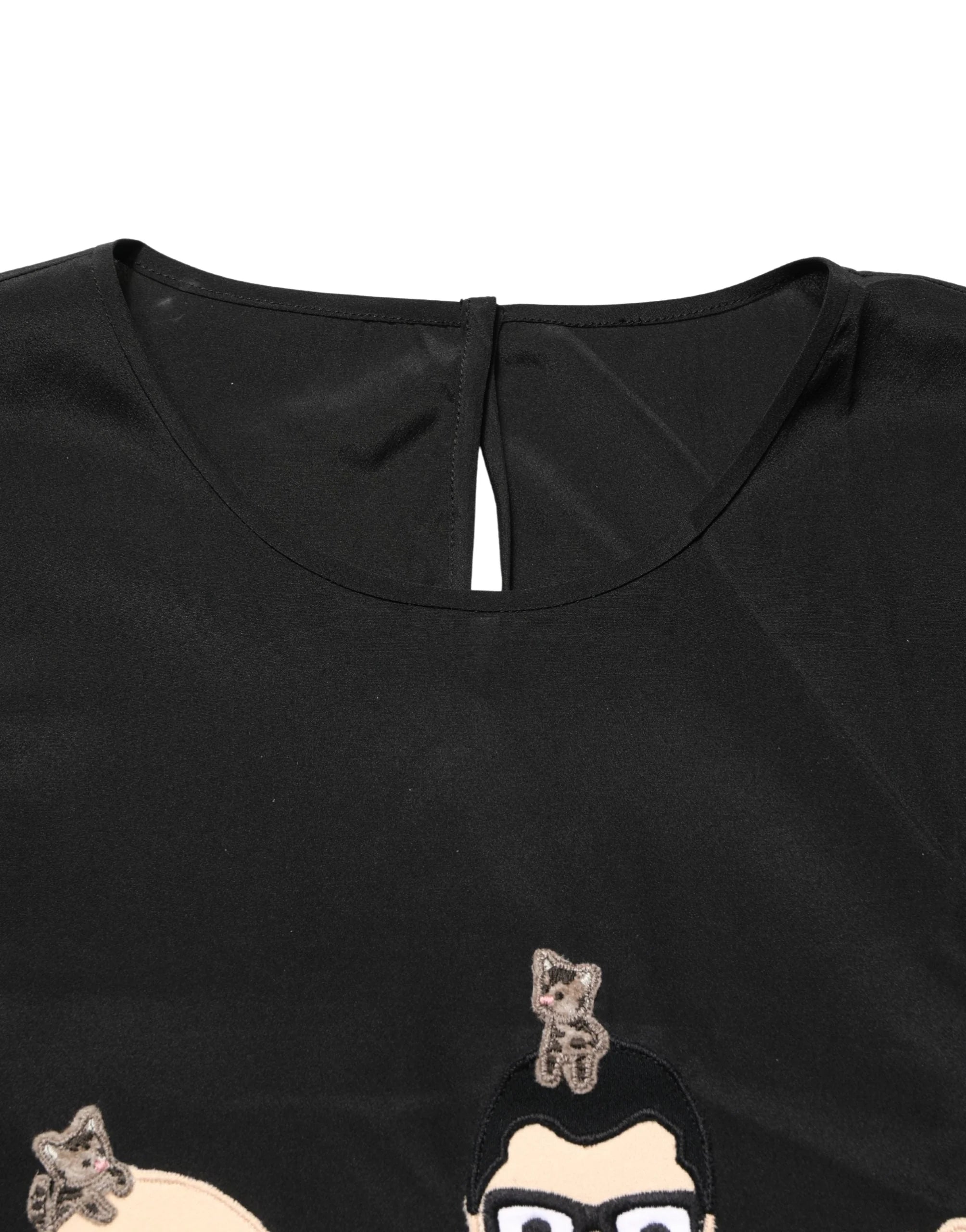 Dolce & Gabbana Black #dgfamily Silk Blouse Top - IT46|XL