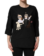 Dolce & Gabbana Black #dgfamily Silk Blouse Top - IT46|XL
