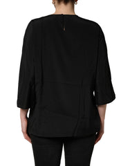 Dolce & Gabbana Black #dgfamily Silk Blouse Top - IT46|XL