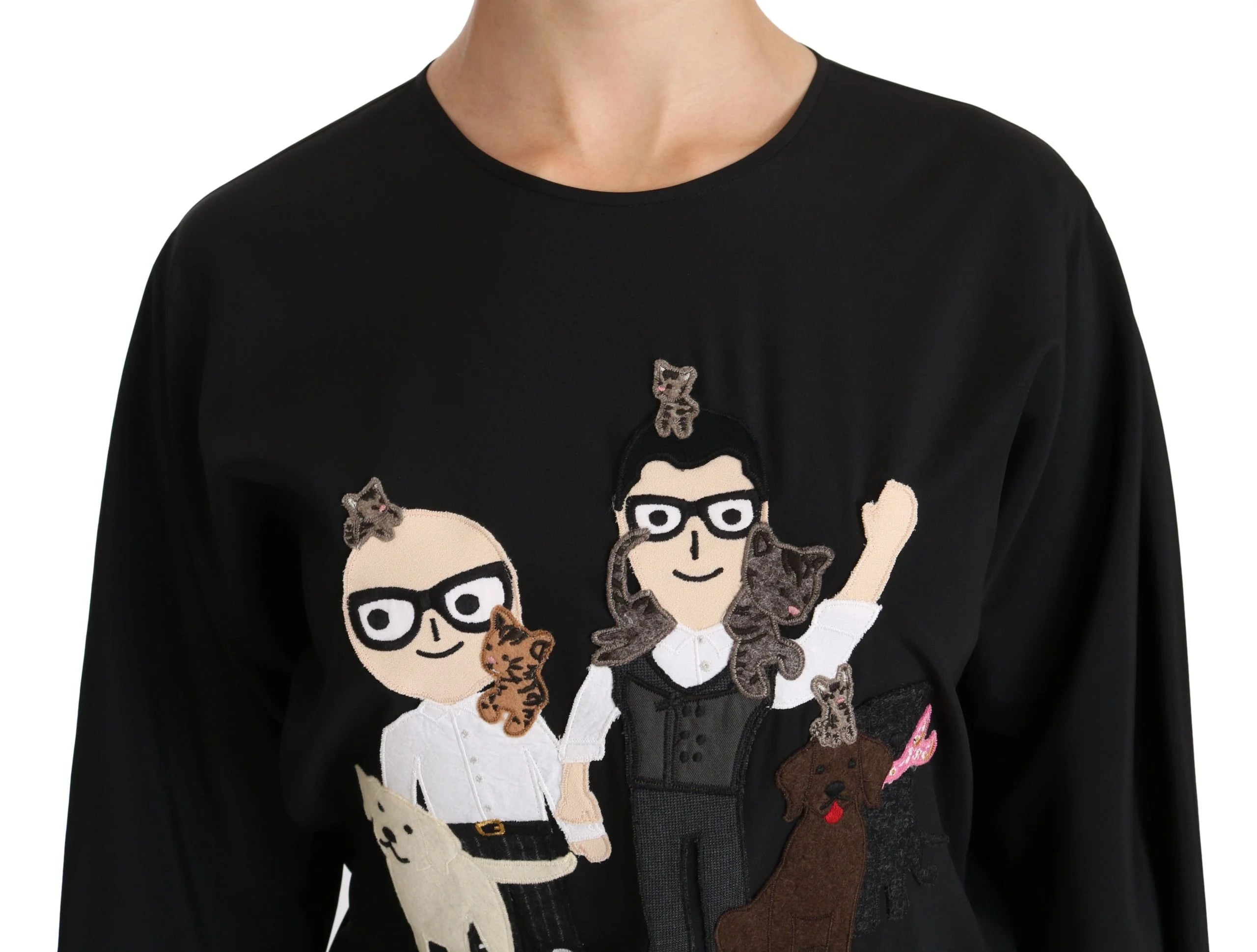 Dolce & Gabbana Black #dgfamily Top T-shirt Silk Blouse - Blouses