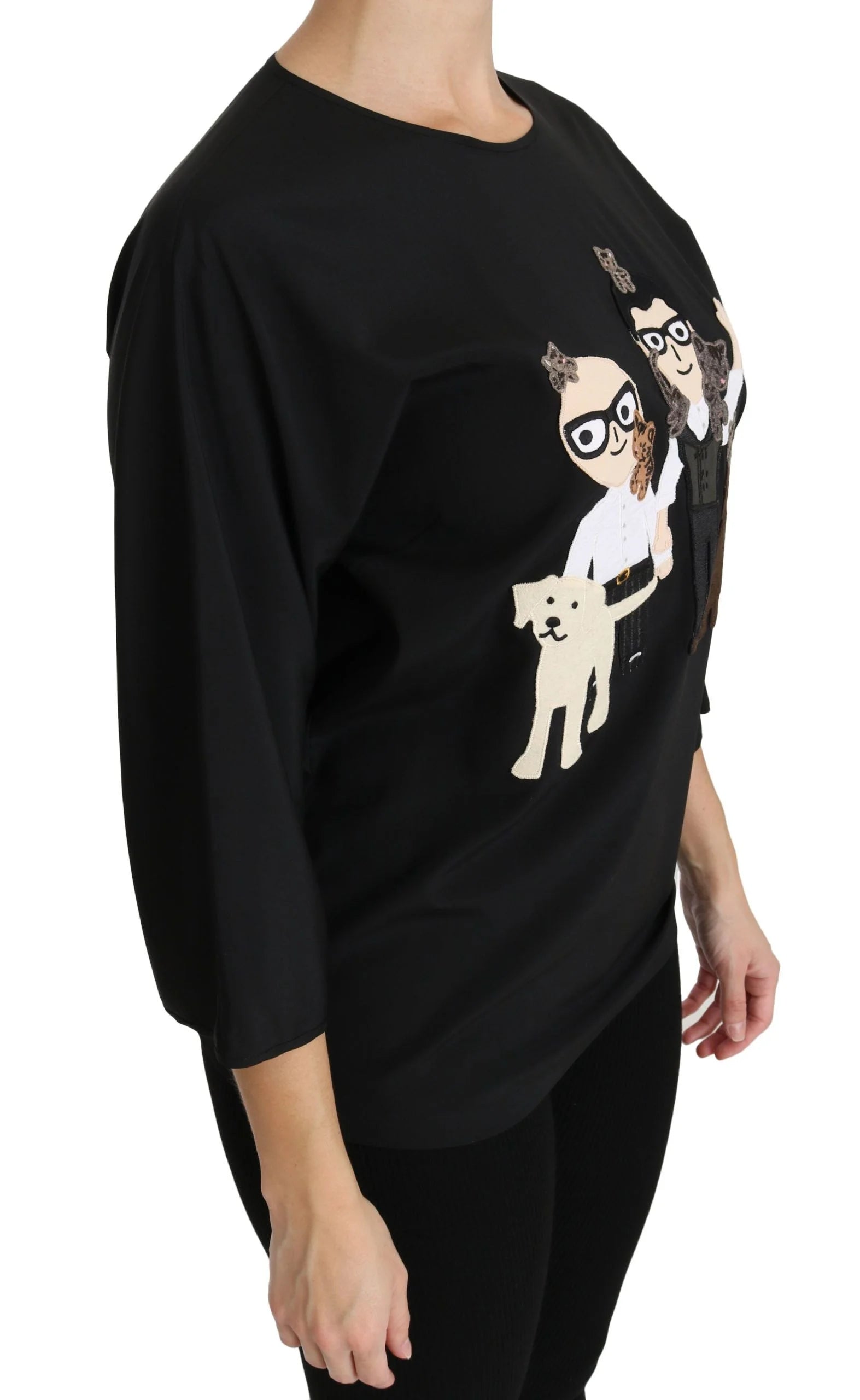 Dolce & Gabbana Black #dgfamily Top T-shirt Silk Blouse - Blouses
