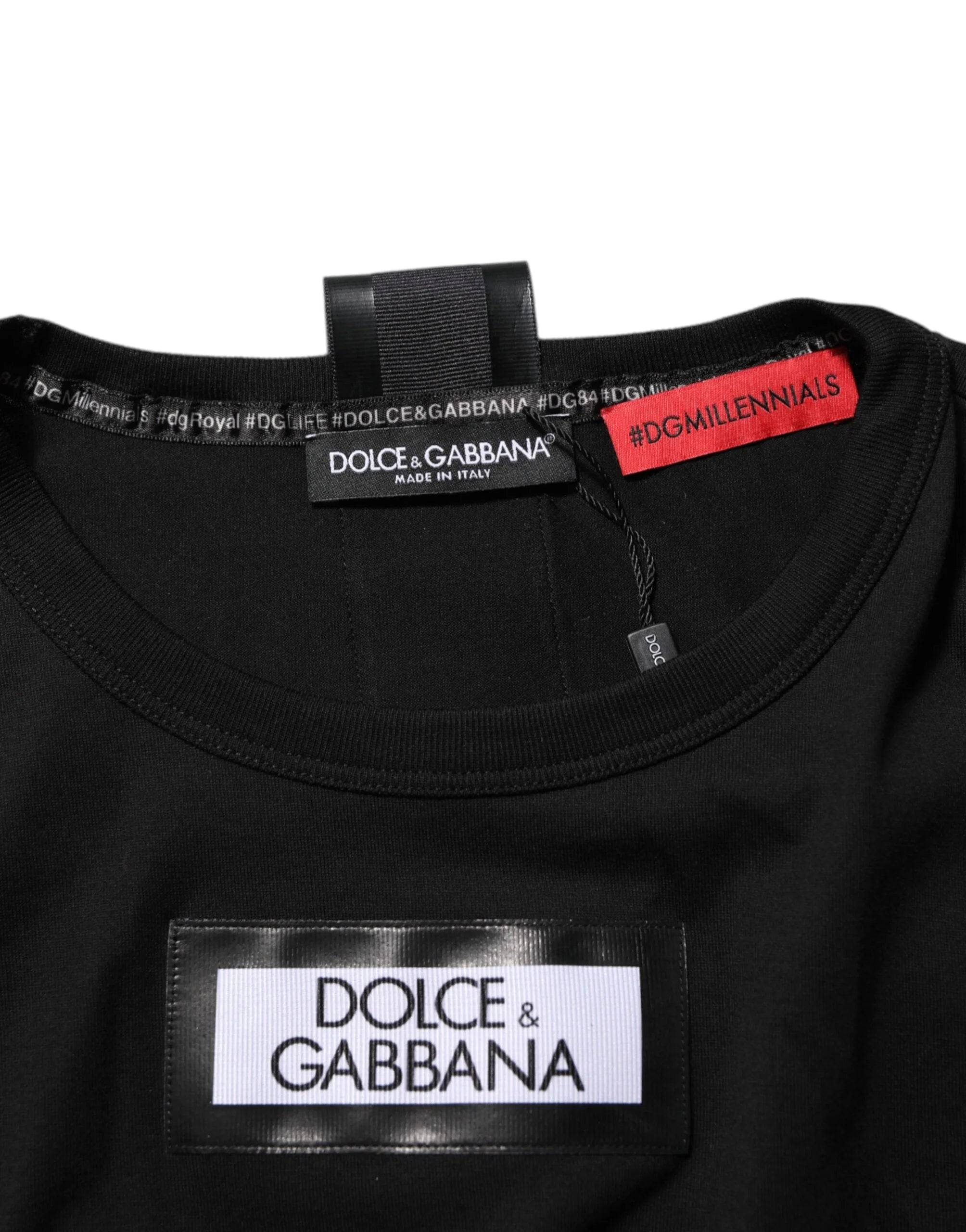 Dolce & Gabbana Black DGRoyals Cotton Men Crew Neck IT T-shirt - IT44 | XS - T-Shirts