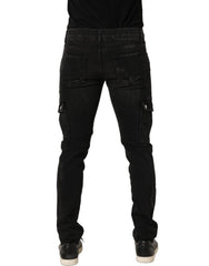 Dolce & Gabbana Black Distressed Cargo Cotton Men Denim Jeans - IT48 | M