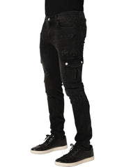Dolce & Gabbana Black Distressed Cargo Cotton Men Denim Jeans - IT48 | M