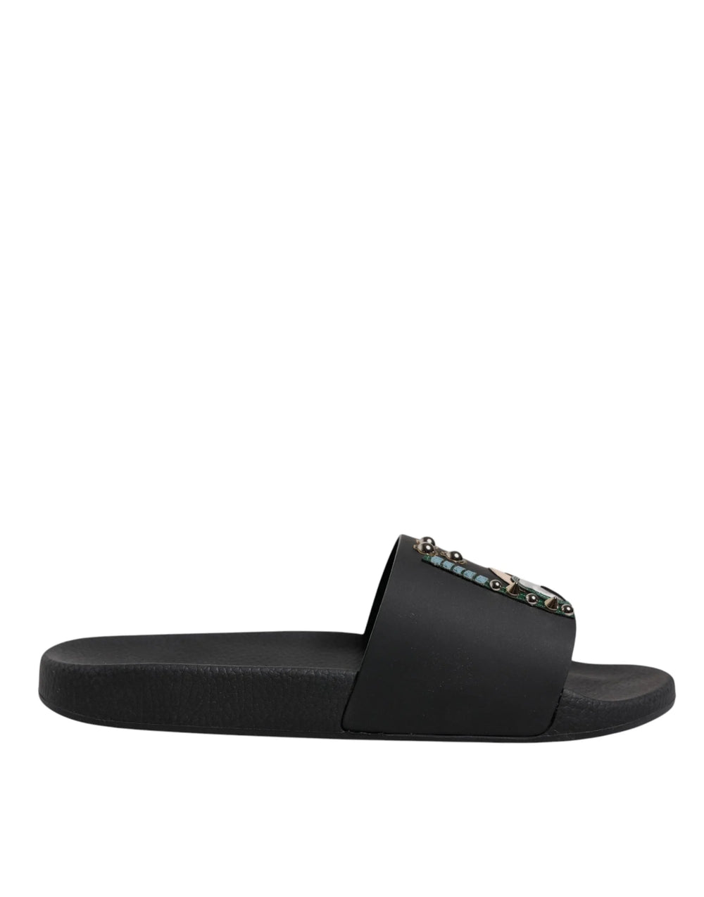 Dolce & Gabbana Black Divers Leather Flats Slides Sandals Beachwear Shoes - EU46/US13 - Sandals
